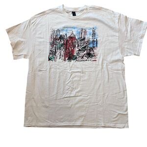 Gildan White Short-Sleeve T-Shirt with Multicolor Milwaukee Graphic XL new